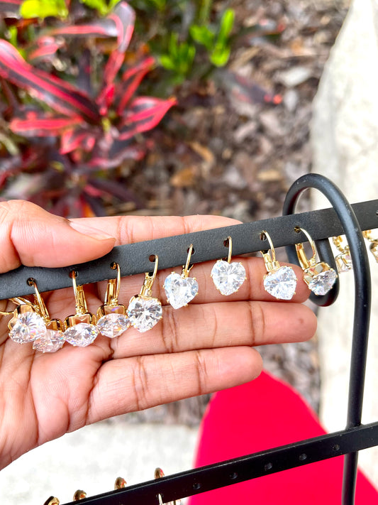 CZ Heart Oprah Earrings