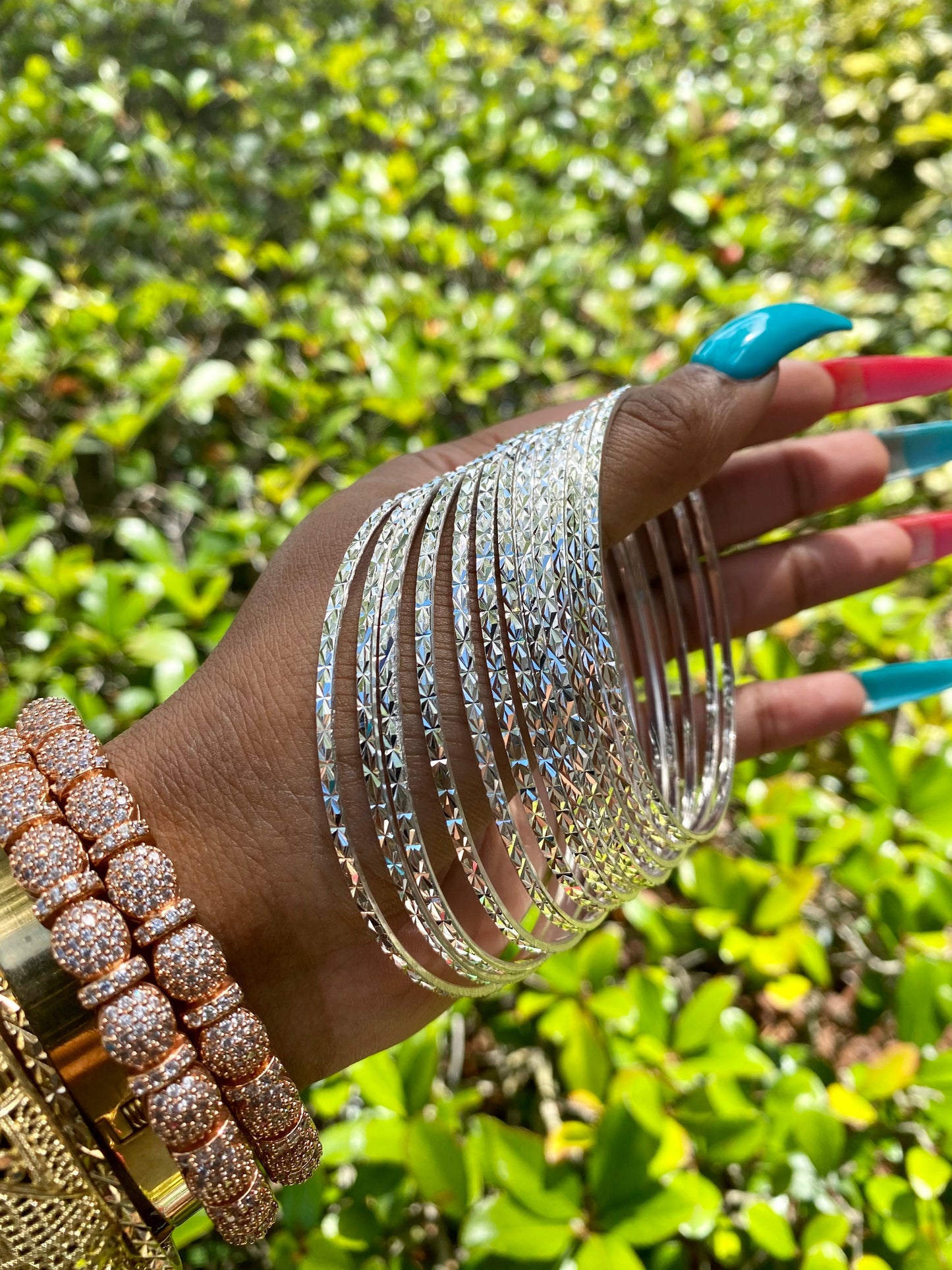 84pcs Silver Bangles Bundle 7,6,5,4.....2mm