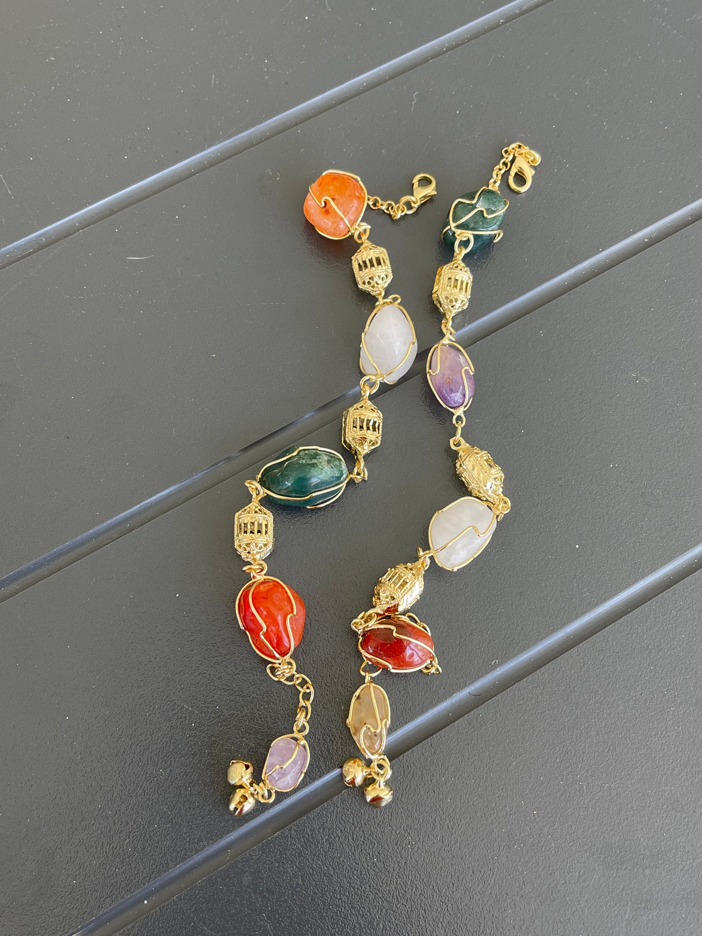Stone Wire Wrap Gold Design Bracelet/Anklet